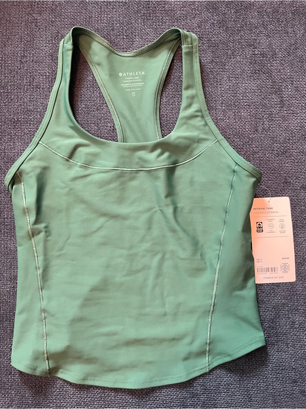 Athleta Green Racerback Interval Tank